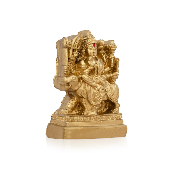 Durga Murti - 3 x 2 Inches | Resin Statue/ Gold Polish Durga Mata for Pooja/ 80 Gms Approx