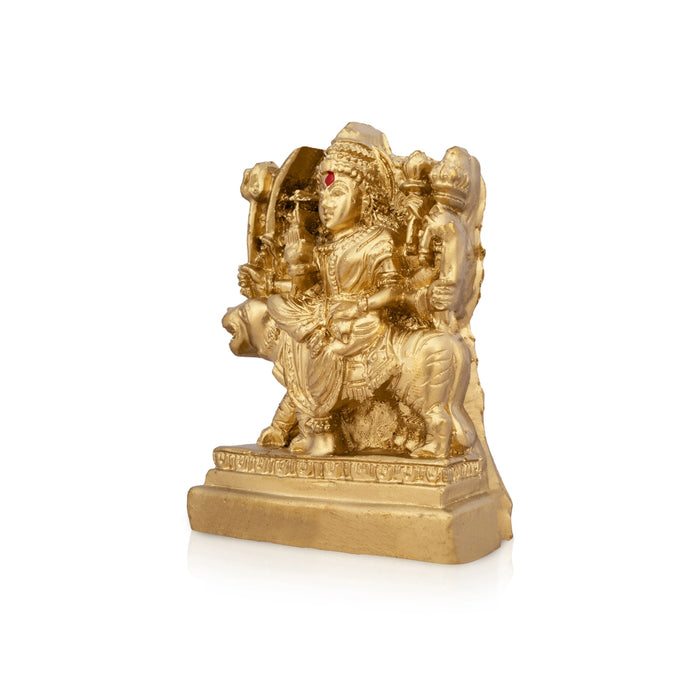 Durga Murti - 3 x 2 Inches | Resin Statue/ Gold Polish Durga Mata for Pooja/ 80 Gms Approx