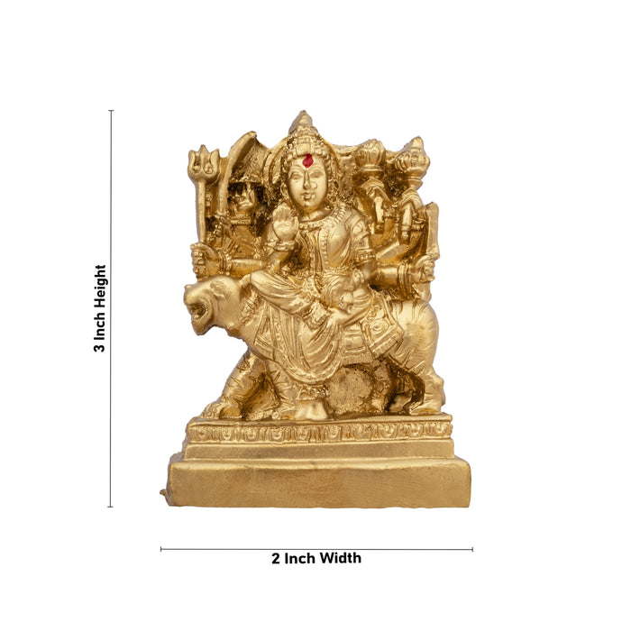 Durga Murti - 3 x 2 Inches | Resin Statue/ Gold Polish Durga Mata for Pooja/ 80 Gms Approx