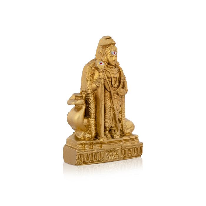 Murugan Statue - 3.5 x 2.25 Inches | Resin Statue/ Gold Polish Murugan Idol for Pooja/ 102 Gms Approx