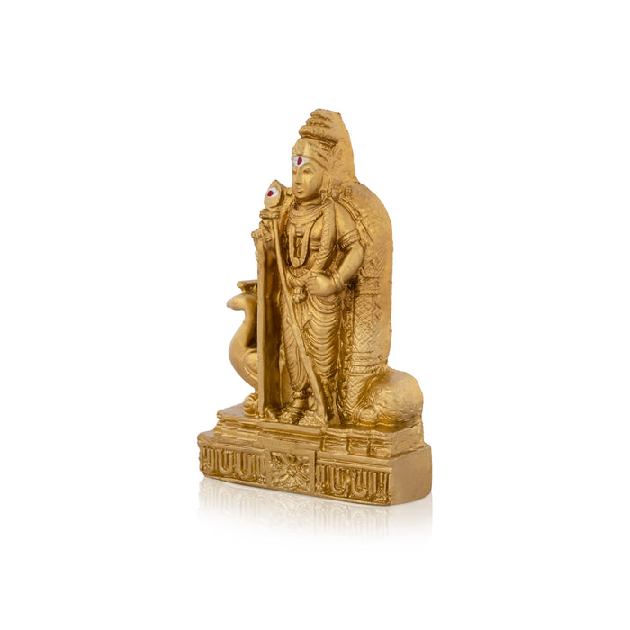 Murugan Statue - 3.5 x 2.25 Inches | Resin Statue/ Gold Polish Murugan Idol for Pooja/ 102 Gms Approx