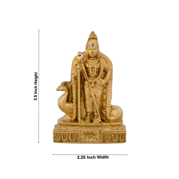 Murugan Statue - 3.5 x 2.25 Inches | Resin Statue/ Gold Polish Murugan Idol for Pooja/ 102 Gms Approx