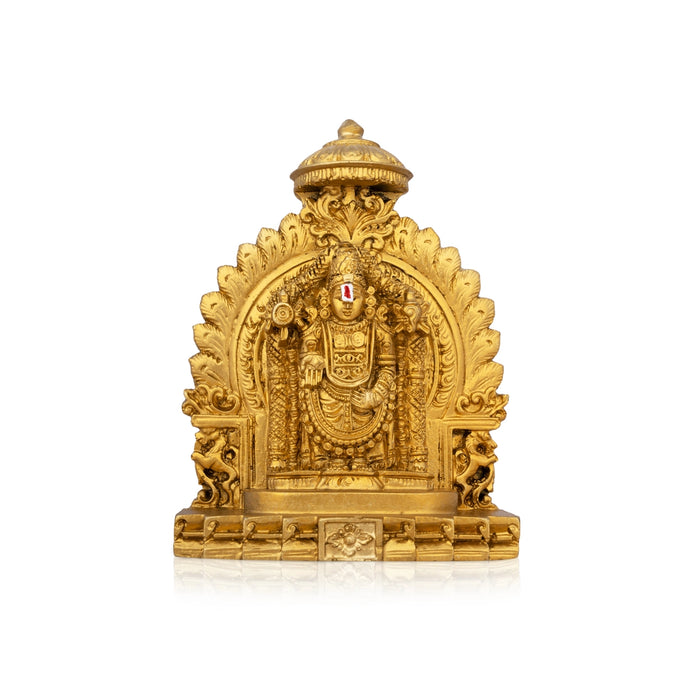 Simhasan Balaji Murti - 5 x 4 Inch | Resin Statue/ Gold Polish Balaji Idol for Pooja/ 296 Gms Approx