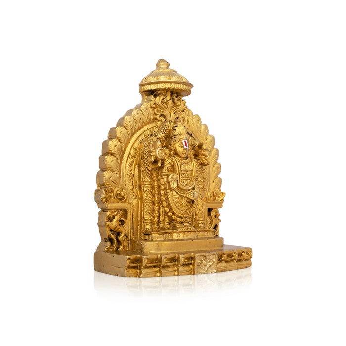 Simhasan Balaji Murti - 5 x 4 Inch | Resin Statue/ Gold Polish Balaji Idol for Pooja/ 296 Gms Approx