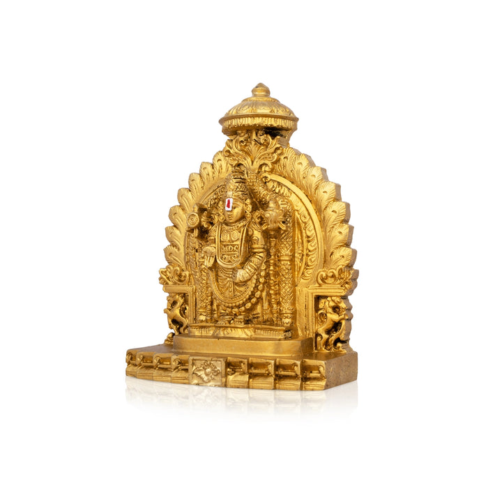 Simhasan Balaji Murti - 5 x 4 Inch | Resin Statue/ Gold Polish Balaji Idol for Pooja/ 296 Gms Approx