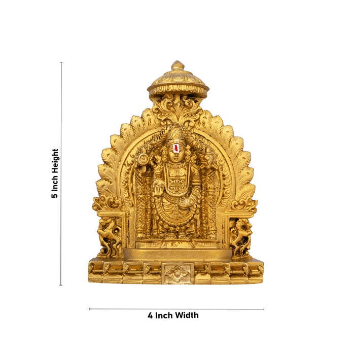 Simhasan Balaji Murti - 5 x 4 Inch | Resin Statue/ Gold Polish Balaji Idol for Pooja/ 296 Gms Approx