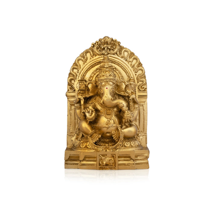 Ganesh Murti With Arch - 6 x 4 Inches | Resin Statue/ Gold Polish Ganpati Murti for Pooja/ 450 Gms Approx