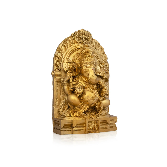 Ganesh Murti With Arch - 6 x 4 Inches | Resin Statue/ Gold Polish Ganpati Murti for Pooja/ 450 Gms Approx