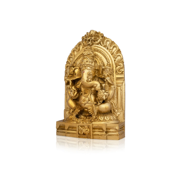 Ganesh Murti With Arch - 6 x 4 Inches | Resin Statue/ Gold Polish Ganpati Murti for Pooja/ 450 Gms Approx