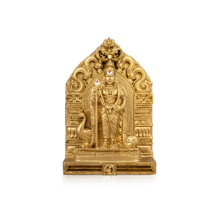 Murugan Statue With Arch - 4.5 x 3.25 Inches | Resin Statue/ Gold Polish Murugan Idol for Pooja/ 318 Gms Approx