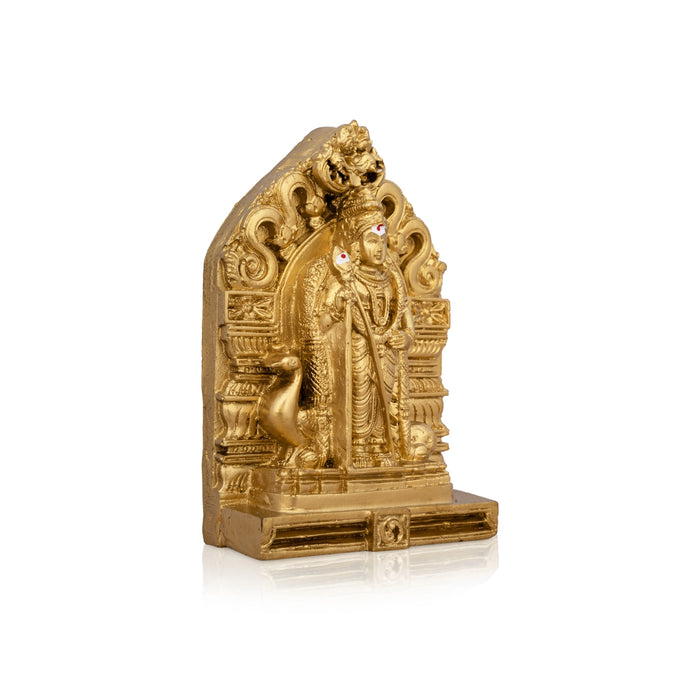 Murugan Statue With Arch - 4.5 x 3.25 Inches | Resin Statue/ Gold Polish Murugan Idol for Pooja/ 318 Gms Approx