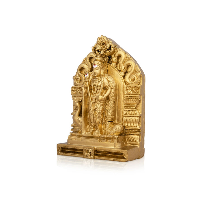 Murugan Statue With Arch - 4.5 x 3.25 Inches | Resin Statue/ Gold Polish Murugan Idol for Pooja/ 318 Gms Approx