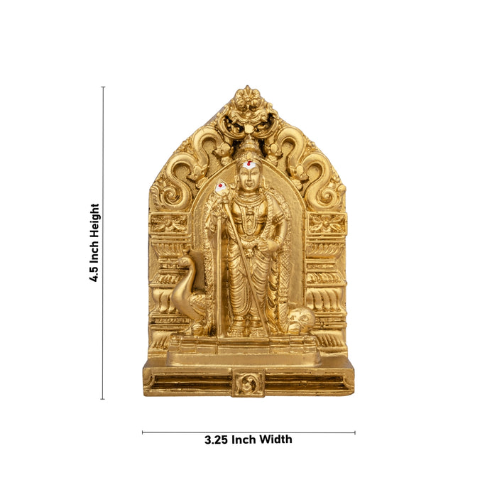 Murugan Statue With Arch - 4.5 x 3.25 Inches | Resin Statue/ Gold Polish Murugan Idol for Pooja/ 318 Gms Approx