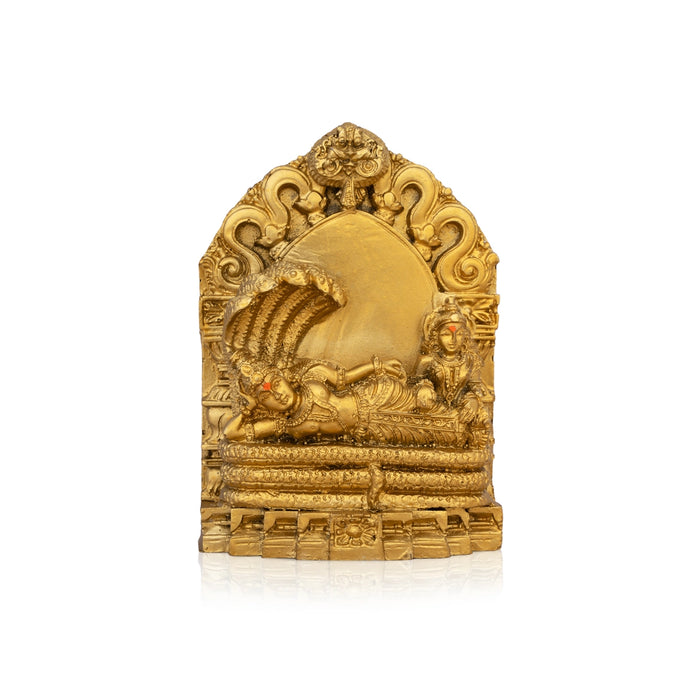 Ranganatha Swamy Idol With Arch - 4.5 x 3.25 Inches | Resin Statue/ Gold Polish Ranganatha Statue for Pooja