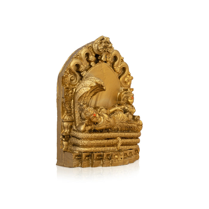 Ranganatha Swamy Idol With Arch - 4.5 x 3.25 Inches | Resin Statue/ Gold Polish Ranganatha Statue for Pooja