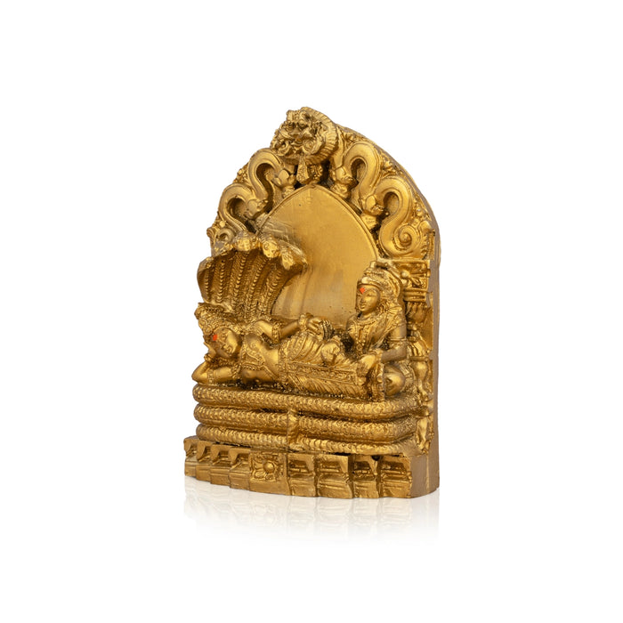 Ranganatha Swamy Idol With Arch - 4.5 x 3.25 Inches | Resin Statue/ Gold Polish Ranganatha Statue for Pooja