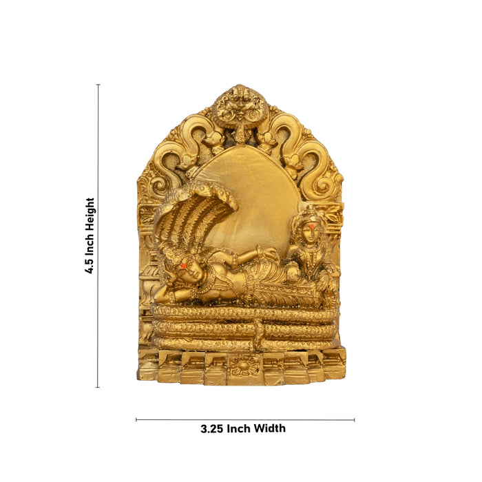 Ranganatha Swamy Idol With Arch - 4.5 x 3.25 Inches | Resin Statue/ Gold Polish Ranganatha Statue for Pooja