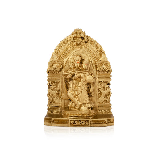 Radha Krishna Murti with Arch - 4.5 x 3.25 Inches | Resin Statue/ Gold Polish Radha Krishna Idol for Pooja - Fibre Murties
