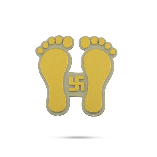 Padham Sticker Set - 1.5 x 1.25 Inches | 10 Pcs/ Golden Paduka Sticker for Pooja/ 20 Gms Approx - Pooja Box & Paduka