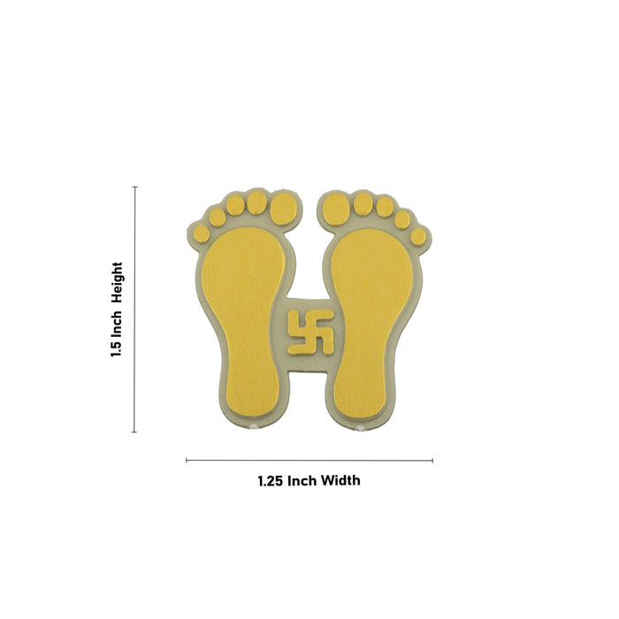 Padham Sticker Set - 1.5 x 1.25 Inches | 10 Pcs/ Golden Paduka Sticker for Pooja/ 20 Gms Approx - Pooja Box & Paduka