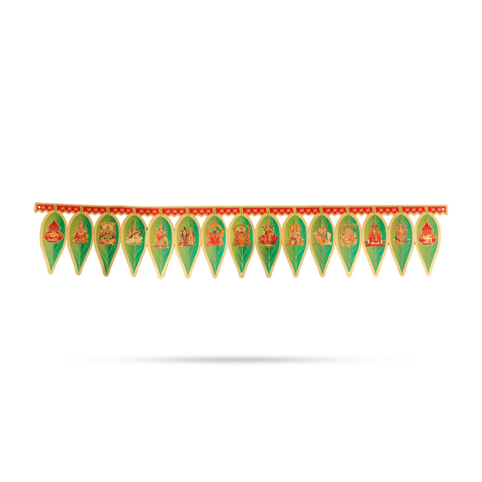 Leaf Design Toran - 32.5 Inches | Golden And Green Colour Thoran/ Bandanwar/ Door Hanging Toran for Home - Toran