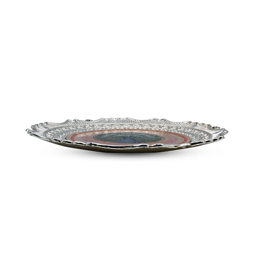Decorative Plate | Peacock Design Serving Tray/ Silver Polish Kitchen Tray for Home - Pooja Plate & Tray