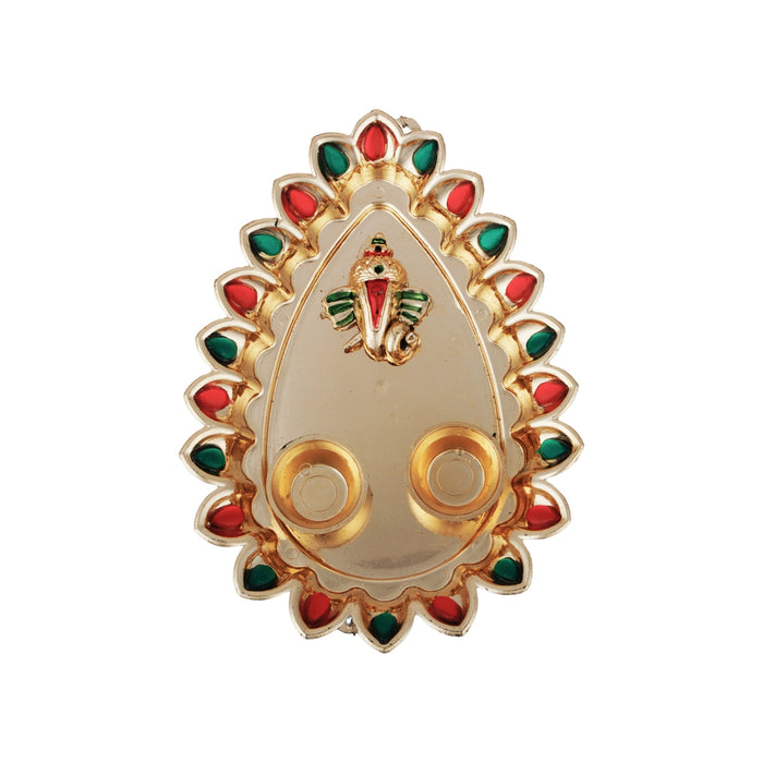 Decorated Plate with Two Chandan Cup - 1 x 6 Inches | Sindoor Plate/ Kumkum Tray/ Haldi Kumkum Plate for Home - Sindoor Box