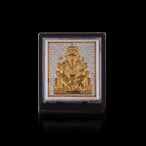 Ganesh Murti Acrylic Photo Stand- 3.5 X 3 Inches | Gold Polish Car Stand/ Picture Stand For Car Dashboard Decor - Car Stand & Car Accessories