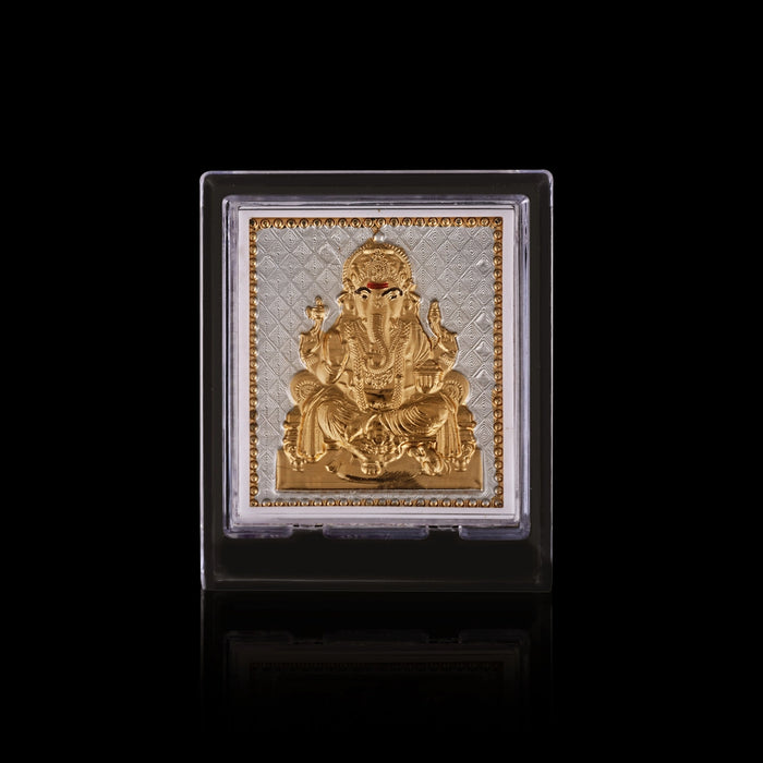 Ganesh Murti Acrylic Photo Stand- 3.5 X 3 Inches | Gold Polish Car Stand/ Picture Stand For Car Dashboard Decor - Car Stand & Car Accessories