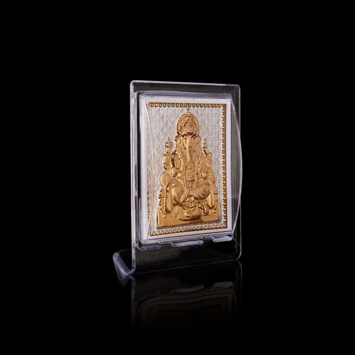 Ganesh Murti Acrylic Photo Stand- 3.5 X 3 Inches | Gold Polish Car Stand/ Picture Stand For Car Dashboard Decor - Car Stand & Car Accessories