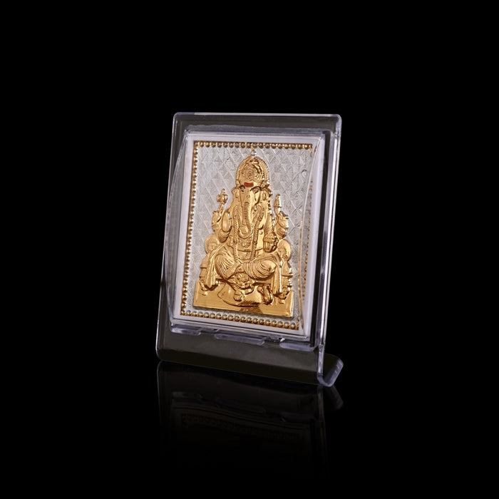 Ganesh Murti Acrylic Photo Stand- 3.5 X 3 Inches | Gold Polish Car Stand/ Picture Stand For Car Dashboard Decor - Car Stand & Car Accessories