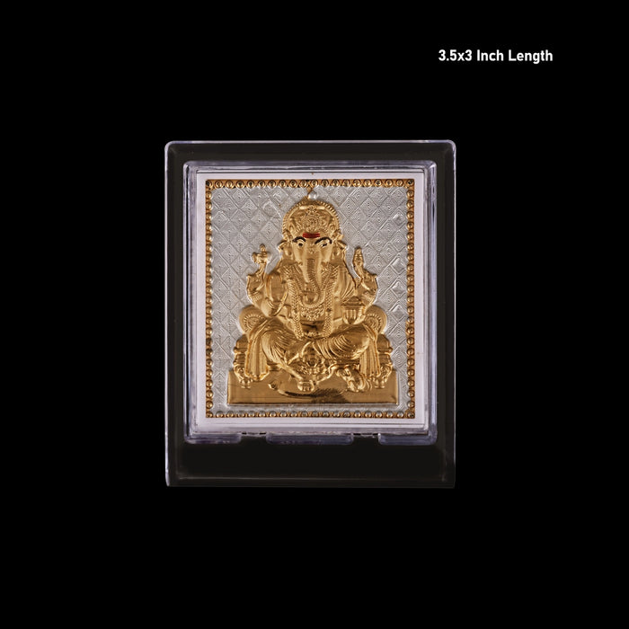 Ganesh Murti Acrylic Photo Stand- 3.5 X 3 Inches | Gold Polish Car Stand/ Picture Stand For Car Dashboard Decor - Car Stand & Car Accessories