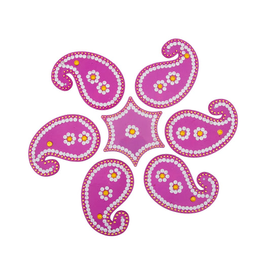 Acrylic Rangoli | Muggulu Sticker/ Plastic Rangoli Kolam for Pooja Room Decor/ Assorted Design - Kolam & Rangoli
