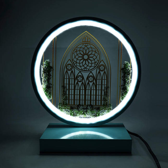 Ring Shape Night Light - 11.5 X 10 Inches | Doll House Table Decor/ Plug In Bedroom Night Lamp For Home Decor