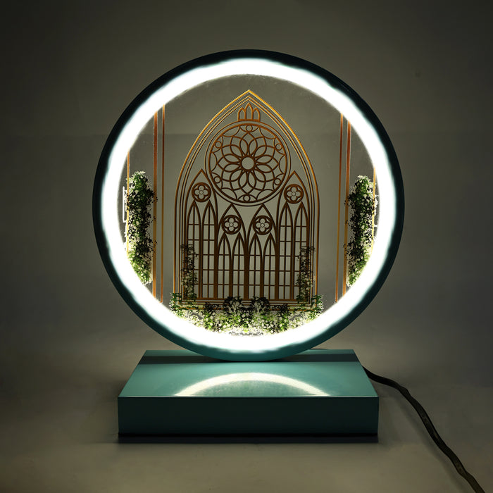 Ring Shape Night Light - 11.5 X 10 Inches | Doll House Table Decor/ Plug In Bedroom Night Lamp For Home Decor