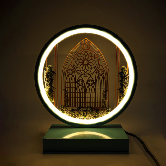 Ring Shape Night Light - 11.5 X 10 Inches | Doll House Table Decor/ Plug In Bedroom Night Lamp For Home Decor