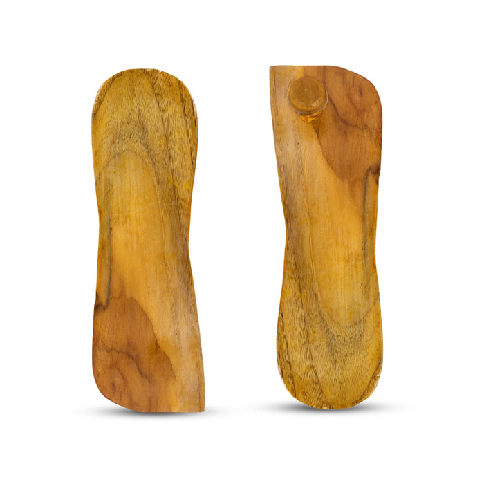 Wooden Paduka - 2.5 x 11 Inches | Traditional Wooden Padham/ Holy Sandals for Pooja & Spiritual Practices