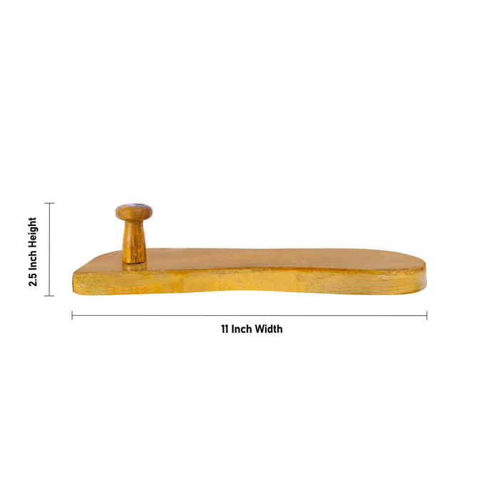 Wooden Paduka - 2.5 x 11 Inches | Traditional Wooden Padham/ Holy Sandals for Pooja & Spiritual Practices