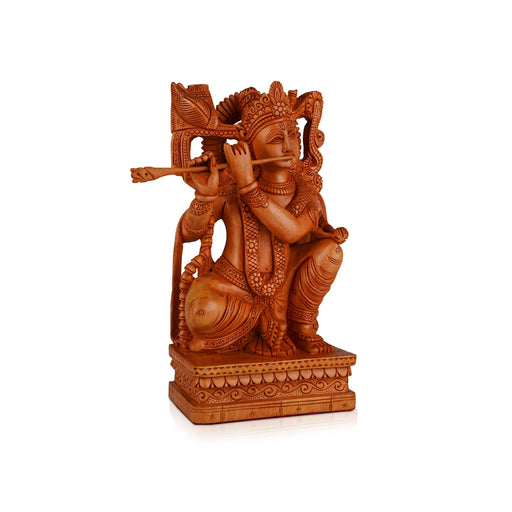 Krishna Murti - 8 x 4 Inches | Wooden Statue/ Krishna Statue/ Krishna Idol for Pooja - Wooden Murties