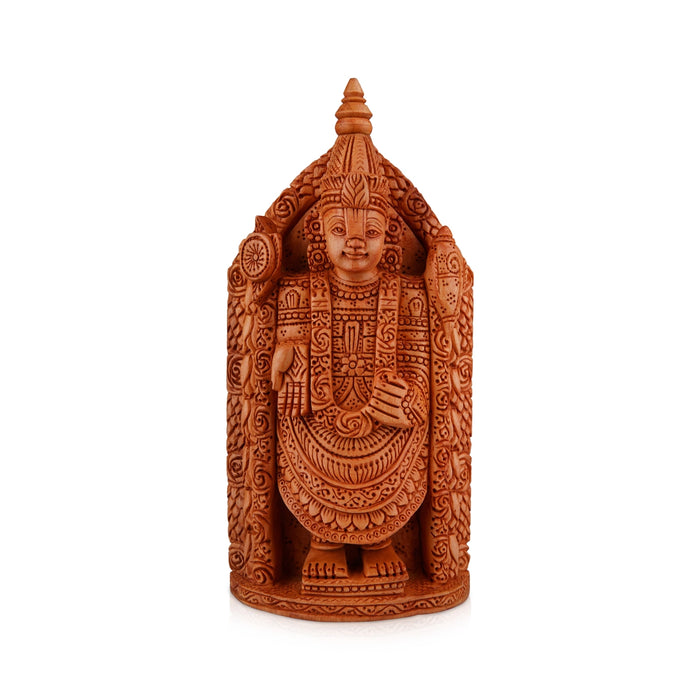 Tirupati Balaji Murti - 8 x 4.5 Inches | Wooden Statue/ Standing Balaji Idol/ Lord Balaji Statue for Pooja