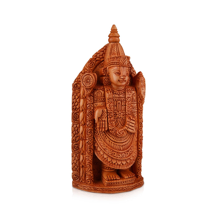 Tirupati Balaji Murti - 8 x 4.5 Inches | Wooden Statue/ Standing Balaji Idol/ Lord Balaji Statue for Pooja