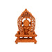 Ganesh Murti With Arch - 10 x 7.5 Inches | Wooden Statue/ Ganpati Murti Sitting On Chowki for Pooja - Wooden Murties