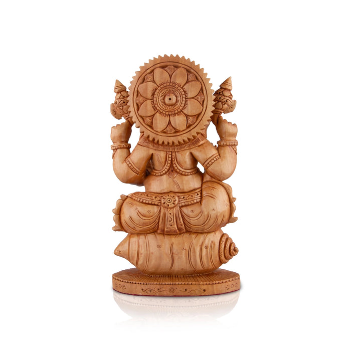 Ganesh Murti - 8 x 4.5 Inches | Vinayagar Statue/ Wooden Statue/ Flat Ganpati Statue for Pooja