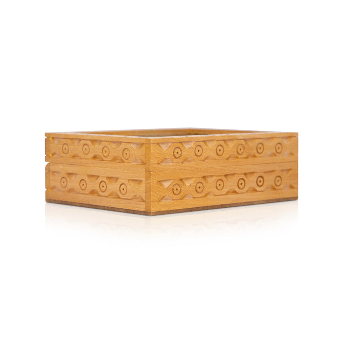 Wooden Jewellery Box - 4 x 3 Inches | Trinket Box/ Storage Box/ Gem Stone Box for Women - Handicraft Items