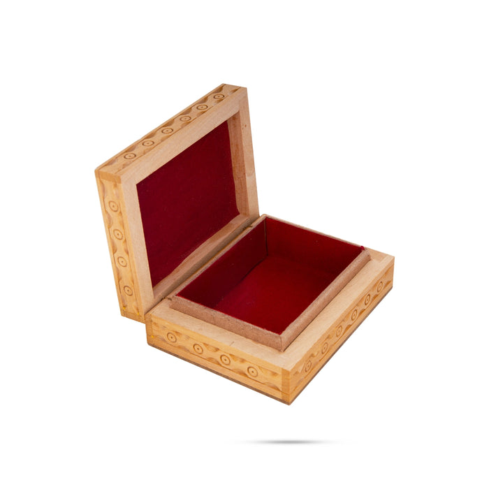 Wooden Jewellery Box - 4 x 3 Inches | Trinket Box/ Storage Box/ Gem Stone Box for Women - Handicraft Items