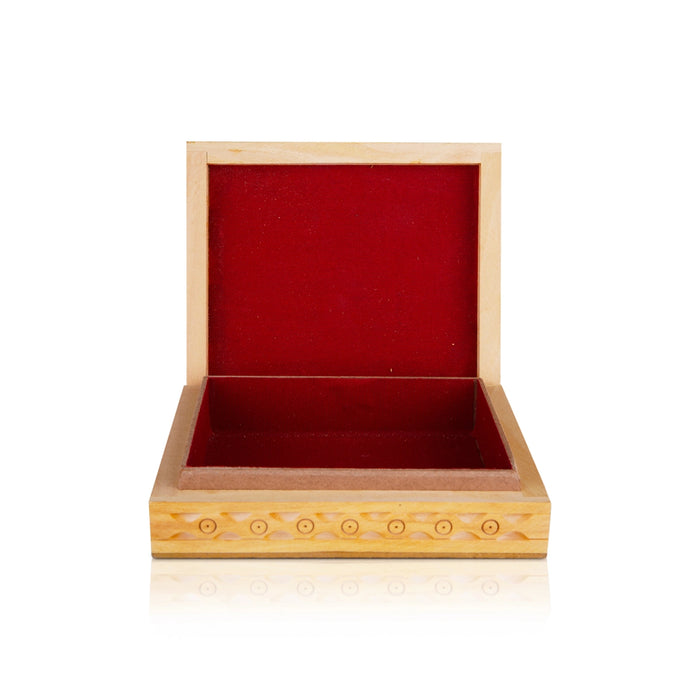 Wooden Jewellery Box - 5 x 4 Inches | Trinket Box/ Storage Box/ Gem Stone Box for Women - Handicraft Items