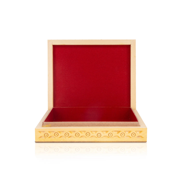Wooden Jewellery Box - 6 x 5 Inches | Trinket Box/ Storage Box/ Gem Stone Box for Women - Handicraft Items
