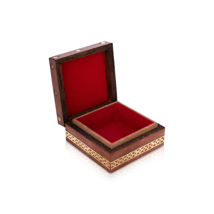Jewellery Box - 1.5 x 3 Inches | Sheesham Gem Stone Storage Box/ Wooden Box for Home - Handicraft Items