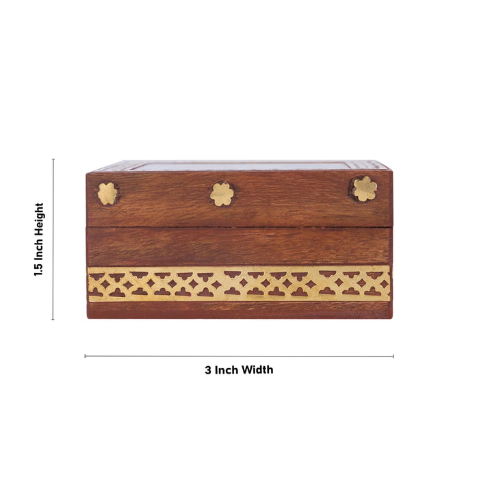Jewellery Box - 1.5 x 3 Inches | Sheesham Gem Stone Storage Box/ Wooden Box for Home - Handicraft Items