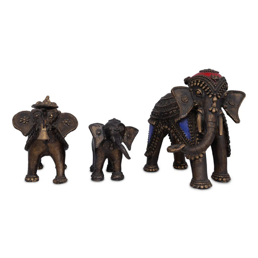 Elephant with baby Statue - 8 x 9 inches | Brass Statue/ Carving Design Elephant Idol/ Elephant Sculpture For Home Decor - Table Stand Accessories